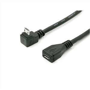 90度USB 2.0マイクロB男性女性エクステンションケーブル